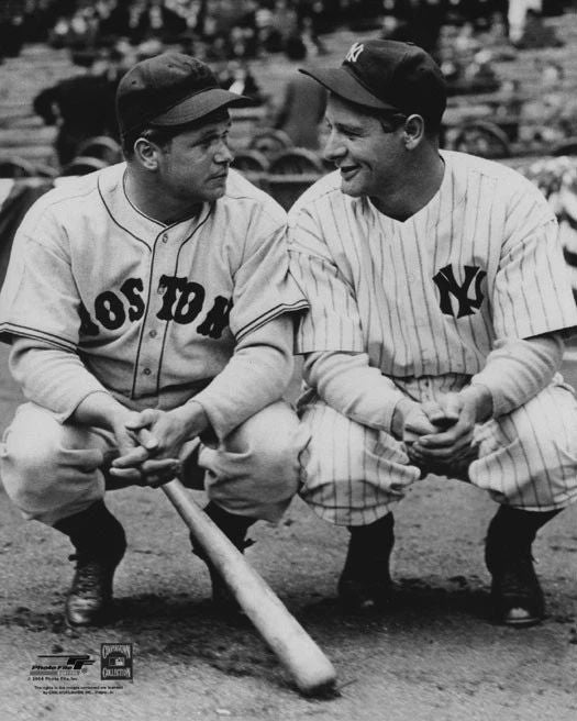 Baseball Legends Jimmie Foxx And Lou Gehrig Glossy Keychain Baseball Print