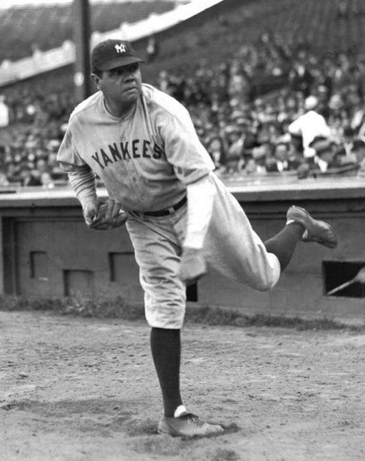 Baseball Player Babe Ruth New York Yankees Black & White Picture Photo Print