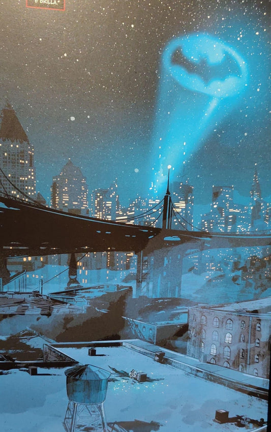Bat Signal Night Cityscape Print Poster