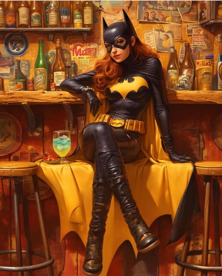 Batgirl At Bar Print Poster