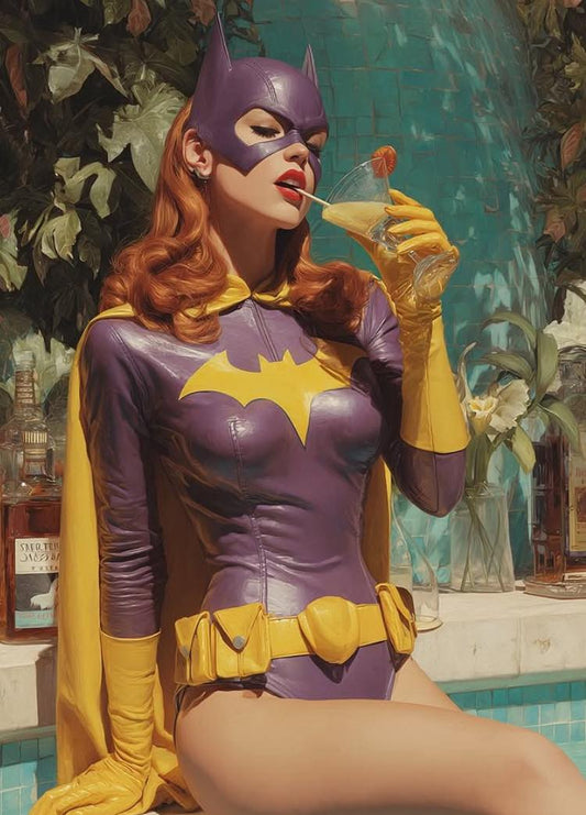 Batgirl Cocktail Poolside Print Poster