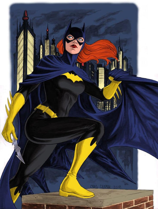 Batgirl Hero Portrait Cityscape Print Poster