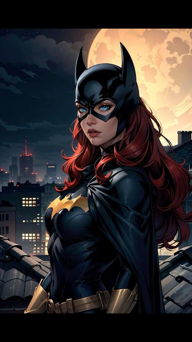 Batgirl Moonlit Cityscape Print Poster