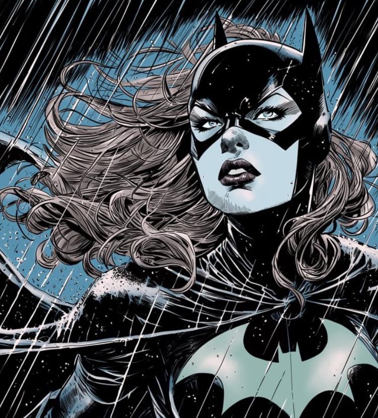 Batgirl Portrait Rainstorm Print Poster