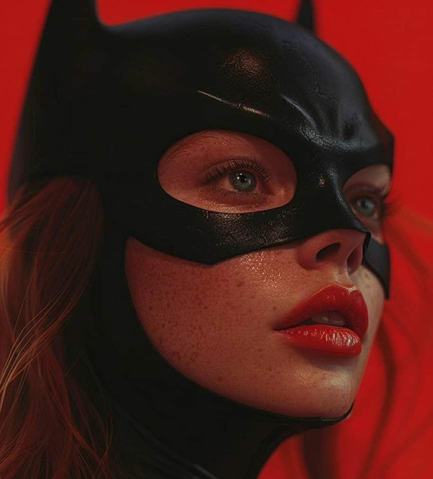 Batgirl Portrait Red Background Print Poster