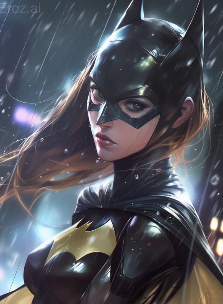 Batgirl Rainy Night Portrait Print Poster