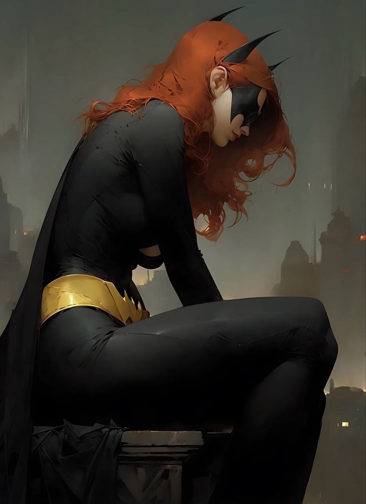 Batgirl Sitting Cityscape Print Poster