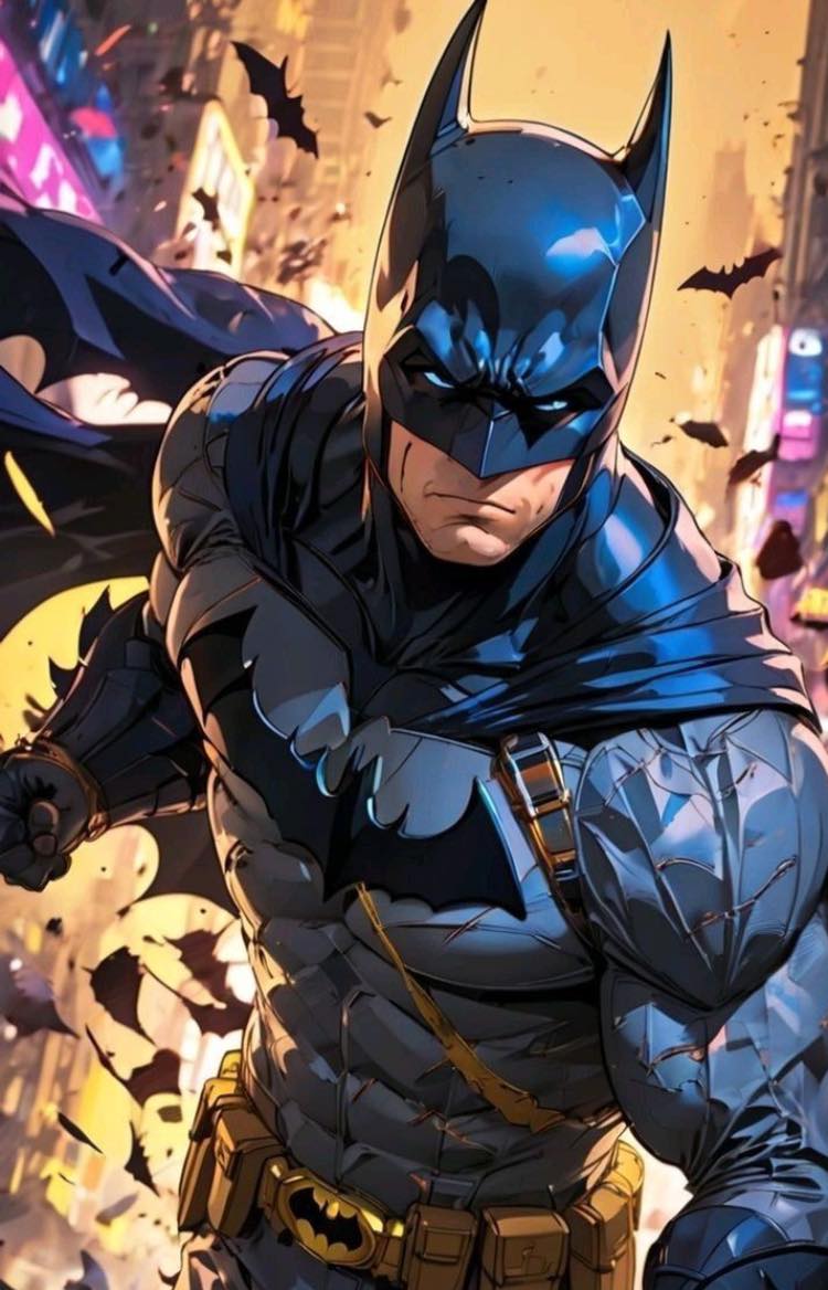 Batman Action Pose Cityscape Print Poster