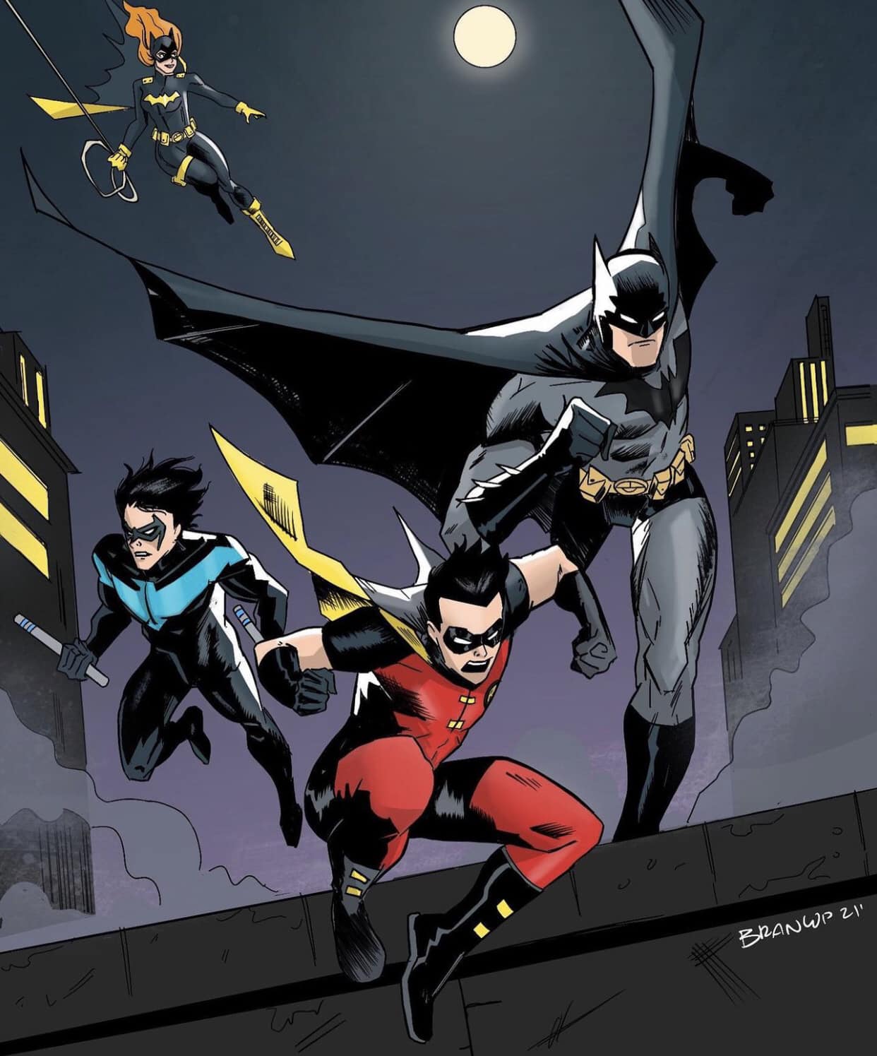 Batman And Family Night Action Print Poster