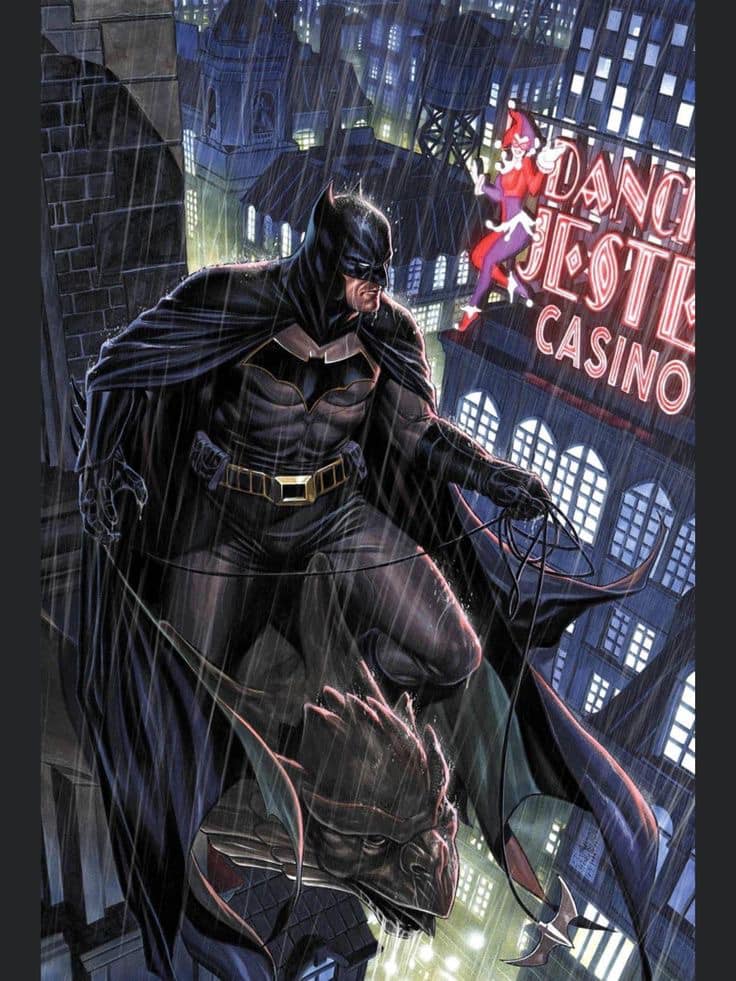 Batman And Harley Quinn Scene In Rain Print Poster