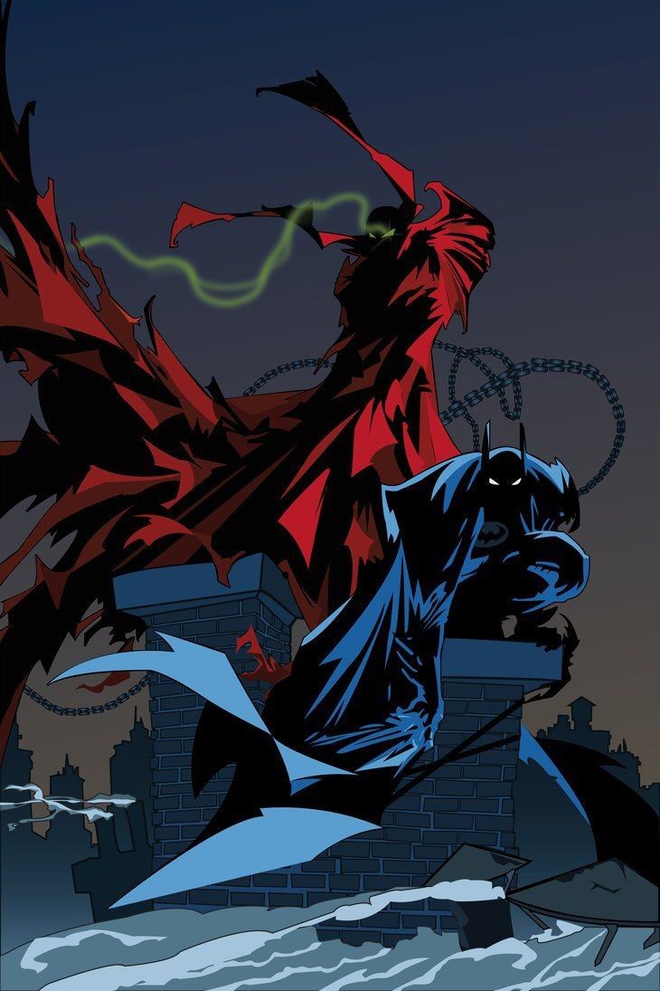 Batman And Red Hero Rooftop Showdown Print Poster