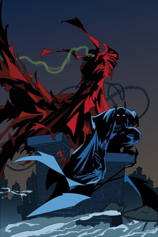 Batman And Red Hero Rooftop Showdown Print Poster