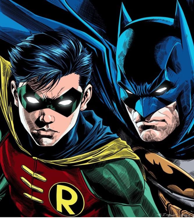 Batman And Robin Illustration Print Poster