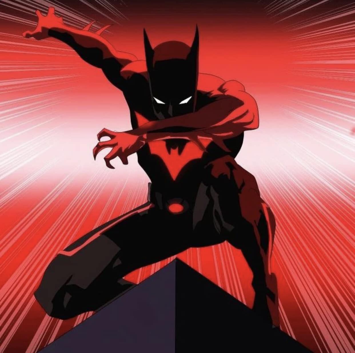 Batman Animated Action Red Background Print Poster
