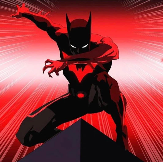 Batman Animated Action Red Background Print Poster