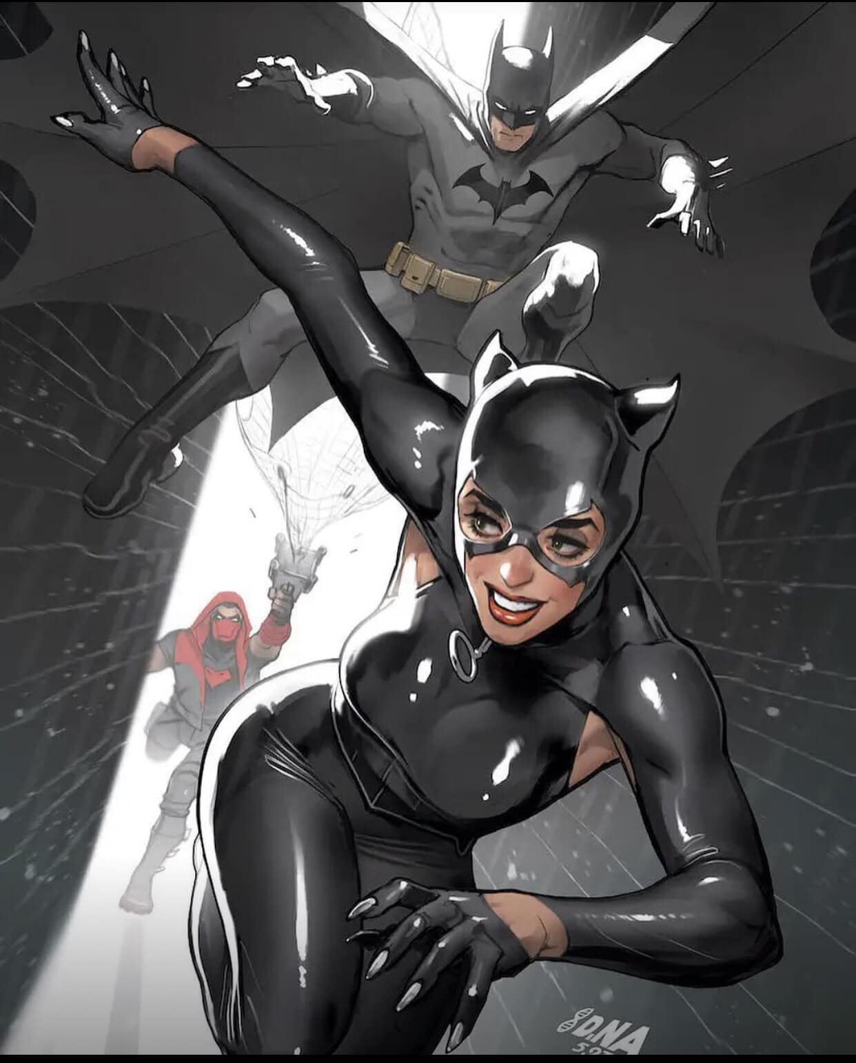 Batman Catwoman Action Scene Print Poster