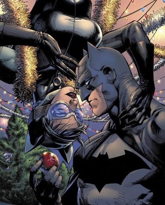 Batman Catwoman Christmas Embrace Print Poster