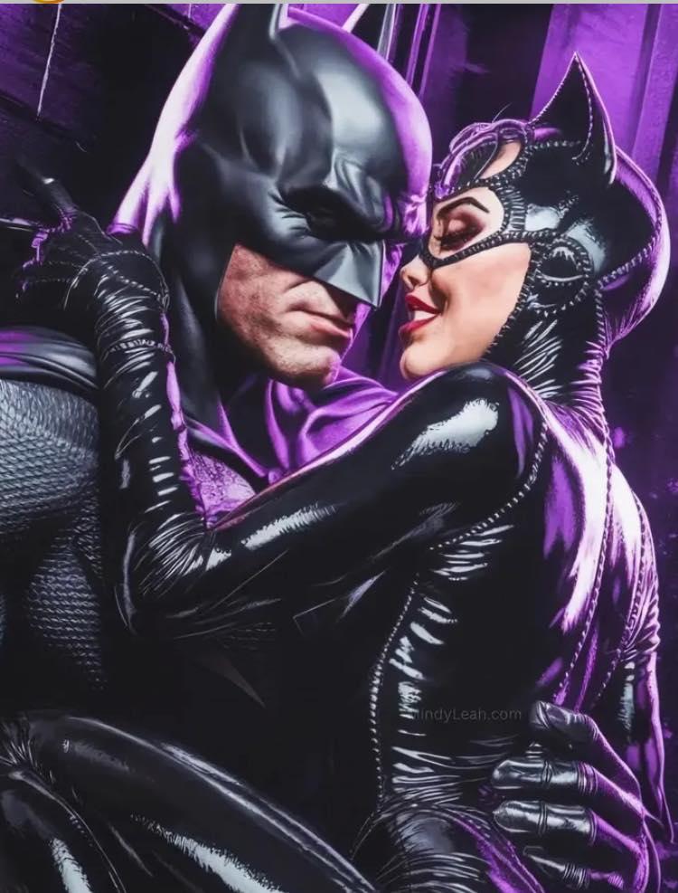 Batman Catwoman Portrait Print Poster