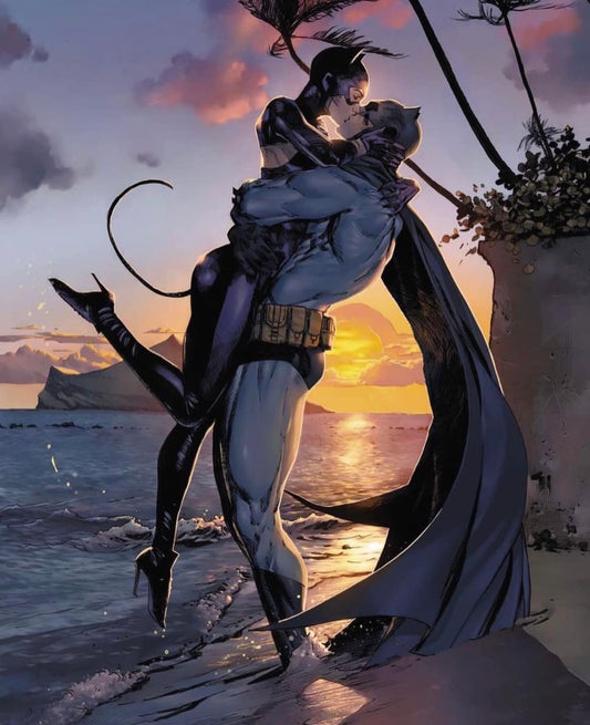 Batman Catwoman Sunset Embrace Print Poster