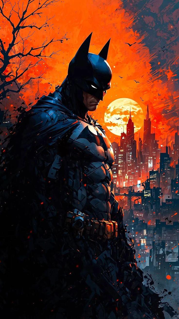 Batman Cityscape Sunset Print Poster