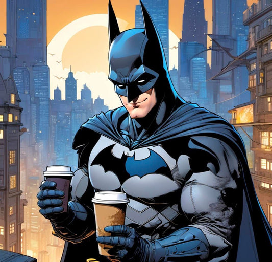 Batman Coffee Cityscape Print Poster