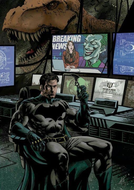 Batman Control Center Dinosaur News Print Poster
