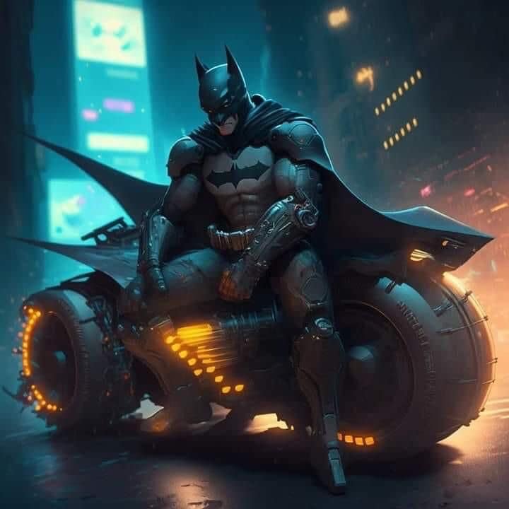 Batman Cyberpunk Batmobile Urban Nightscape Print Poster