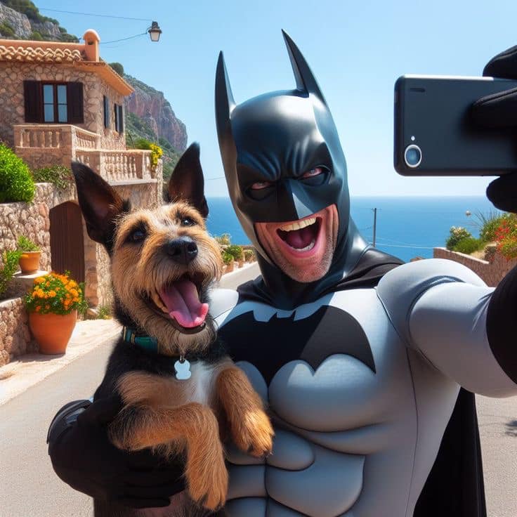 Batman Dog Selfie Vacation Print Poster