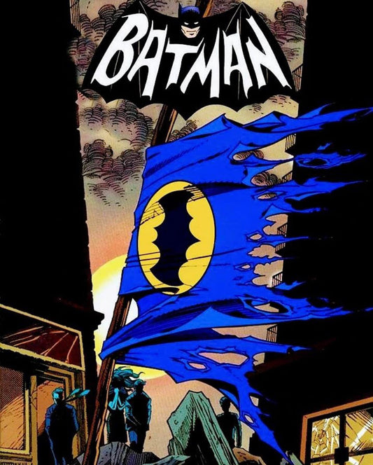 Batman Flag Sunset Scene Print Poster