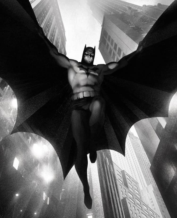 Batman Flying Cityscape Print Poster