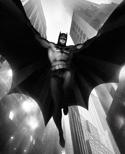 Batman Flying Cityscape Print Poster