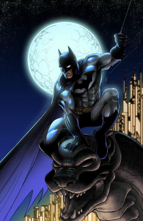 Batman Gargoyle Moonlit Cityscape Print Poster