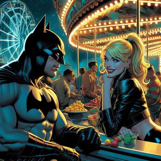 Batman Harley Quinn Carnival Conversation Print Poster