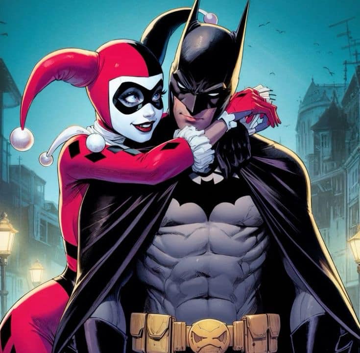 Batman Harleyquinn Comicillustration Print Poster