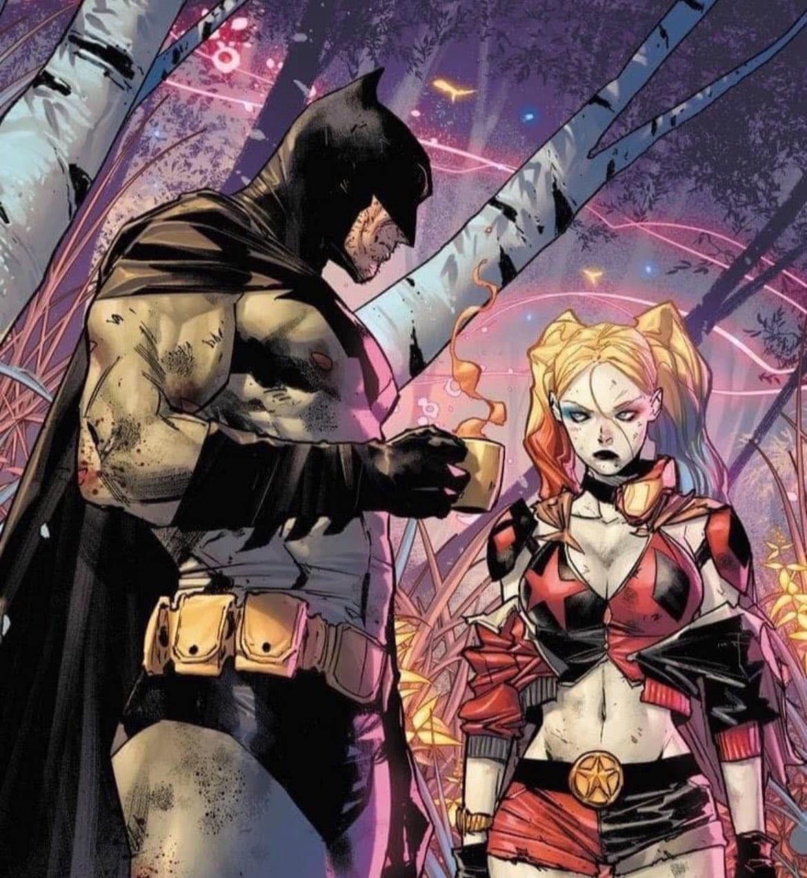 Batman Harleyquinn Forestencounter Print Poster