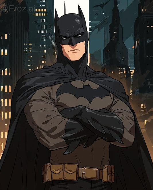 Batman Hero Portrait Cityscape Print Poster