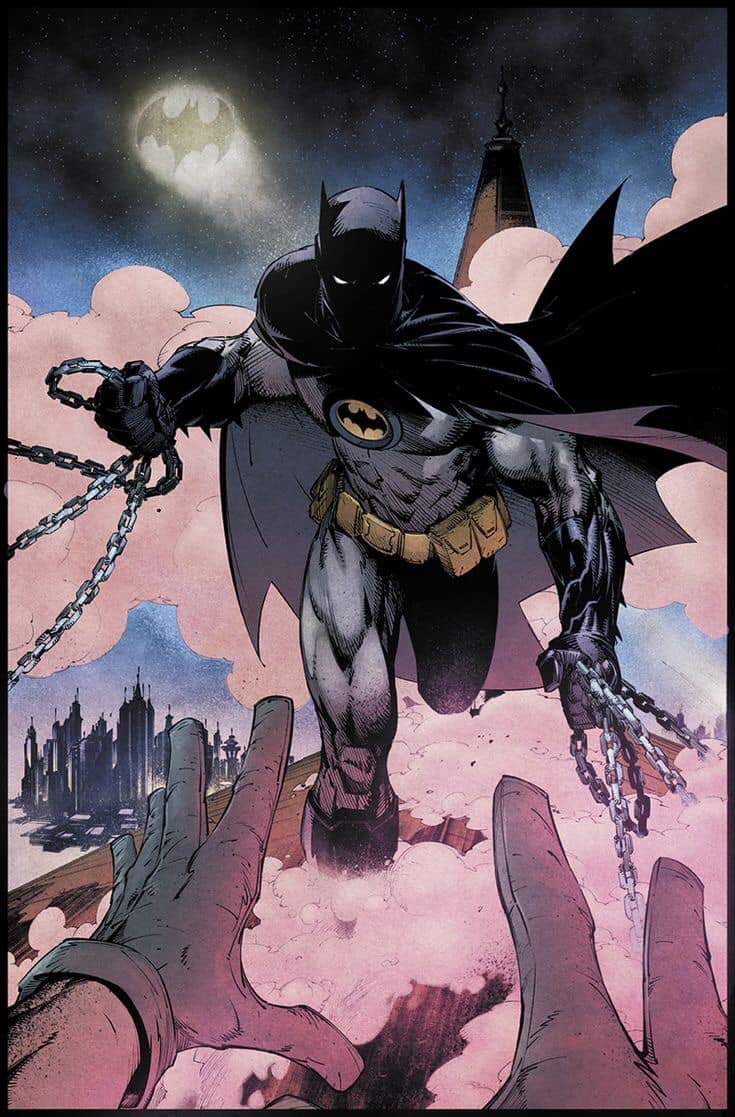 Batman Heroic Gesture Cityscape Print Poster
