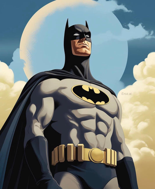 Batman Heroic Pose Night Sky Print Poster