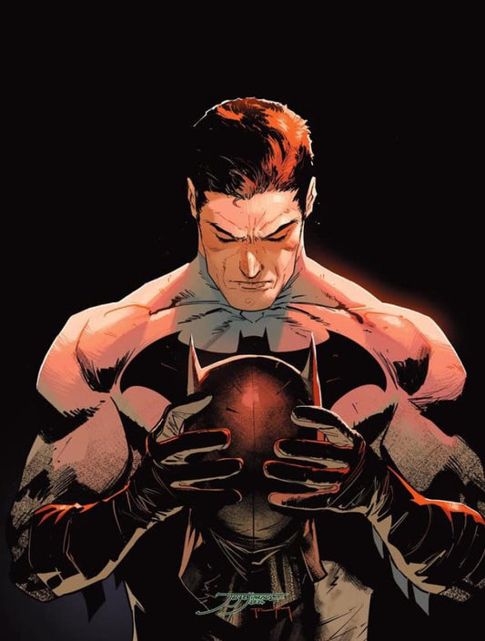 Batman Holding Mask Portrait Print Poster