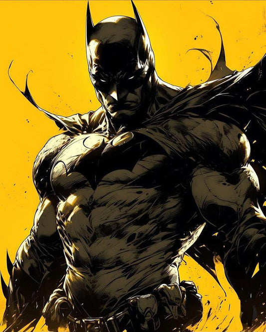 Batman Illustration Yellow Background Print Poster