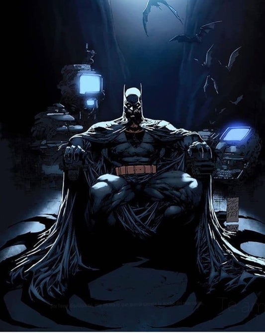 Batman In His Cave Print Poster