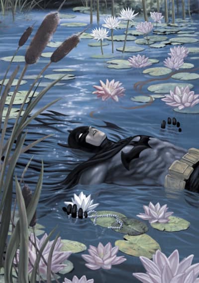 Batman In Lily Pond Print Poster