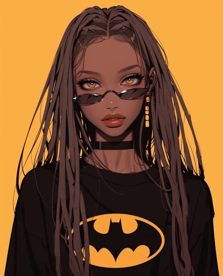 Batman Inspired Portrait Girl With Sunglasses Print Poster
