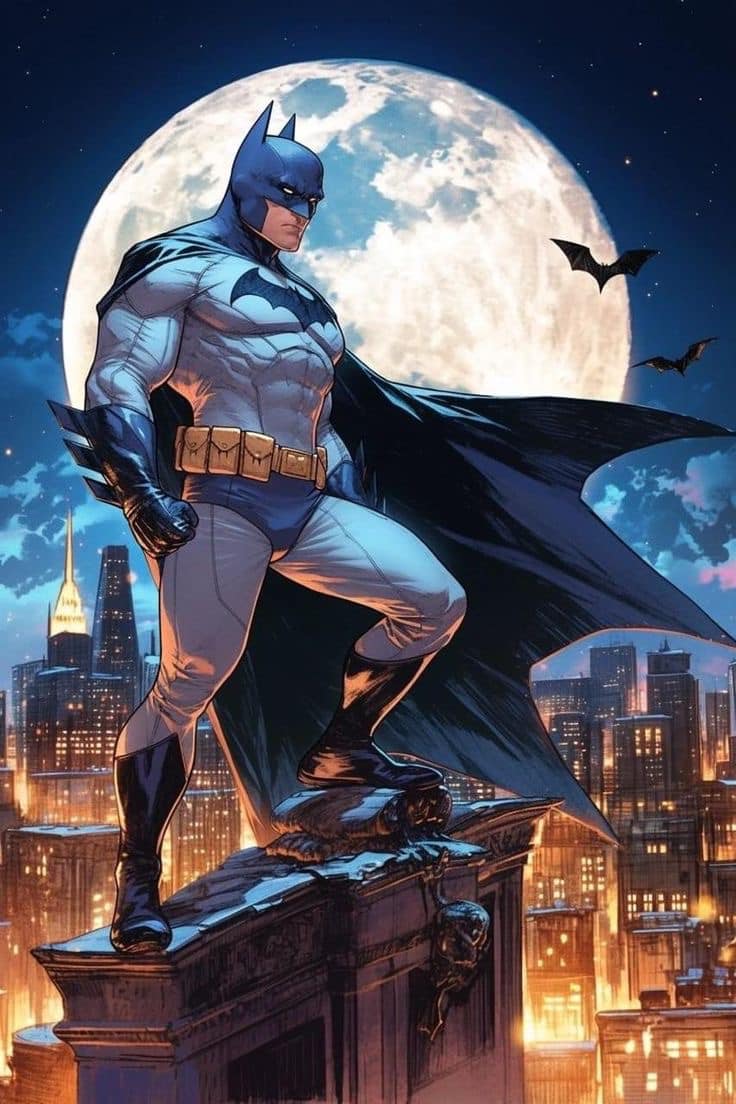 Batman Moonlit Cityscape Print Poster