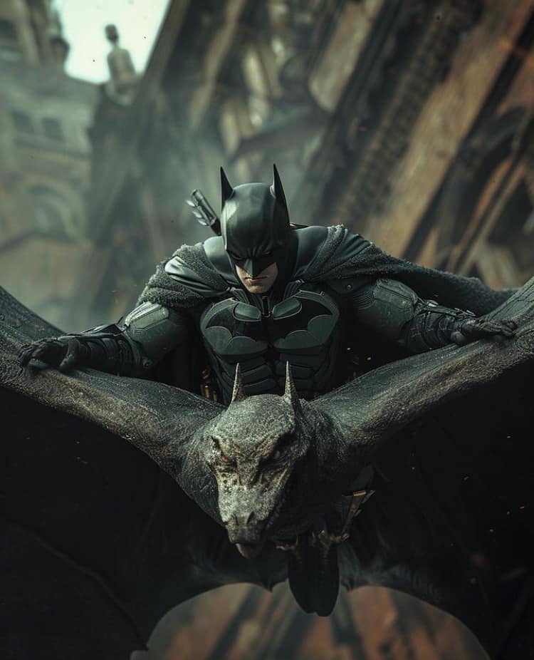 Batman On Batwing Adventure Print Poster