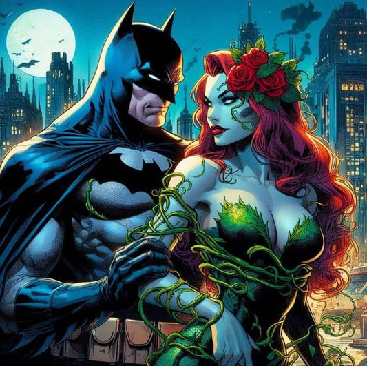 Batman Poison Ivy City Night Print Poster