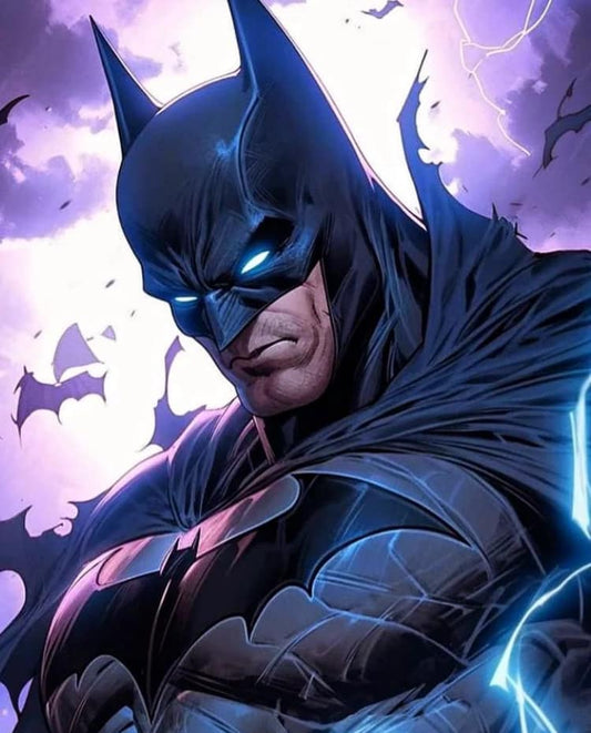 Batman Portrait Dramatic Lightning Print Poster