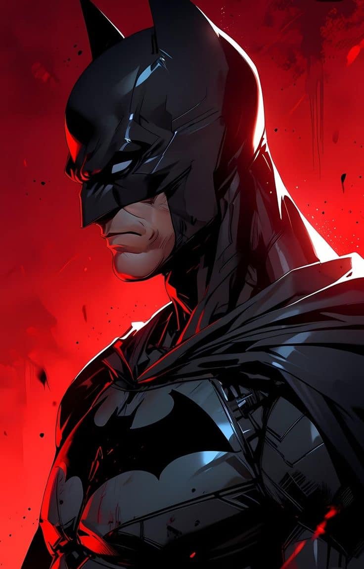 Batman Portrait Red Background Print Poster