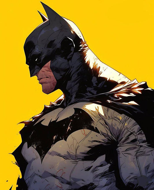 Batman Portrait Yellow Background Print Poster