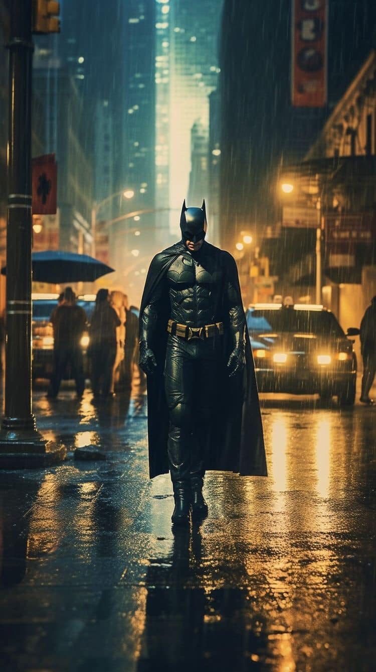 Batman Rainy Night Cityscape Print Poster